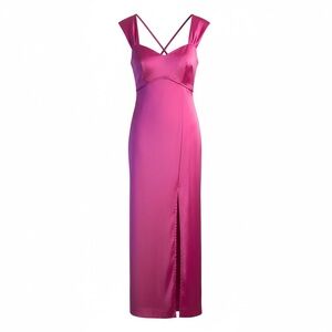 ASOS DESIGN Satin Maxi Dress- Fuchsia Pink - Worn Once - Formal/Prom